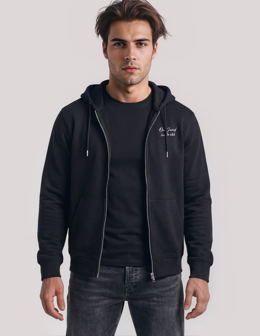 Hustle Club Zip Hoodie Black - Grey Logo