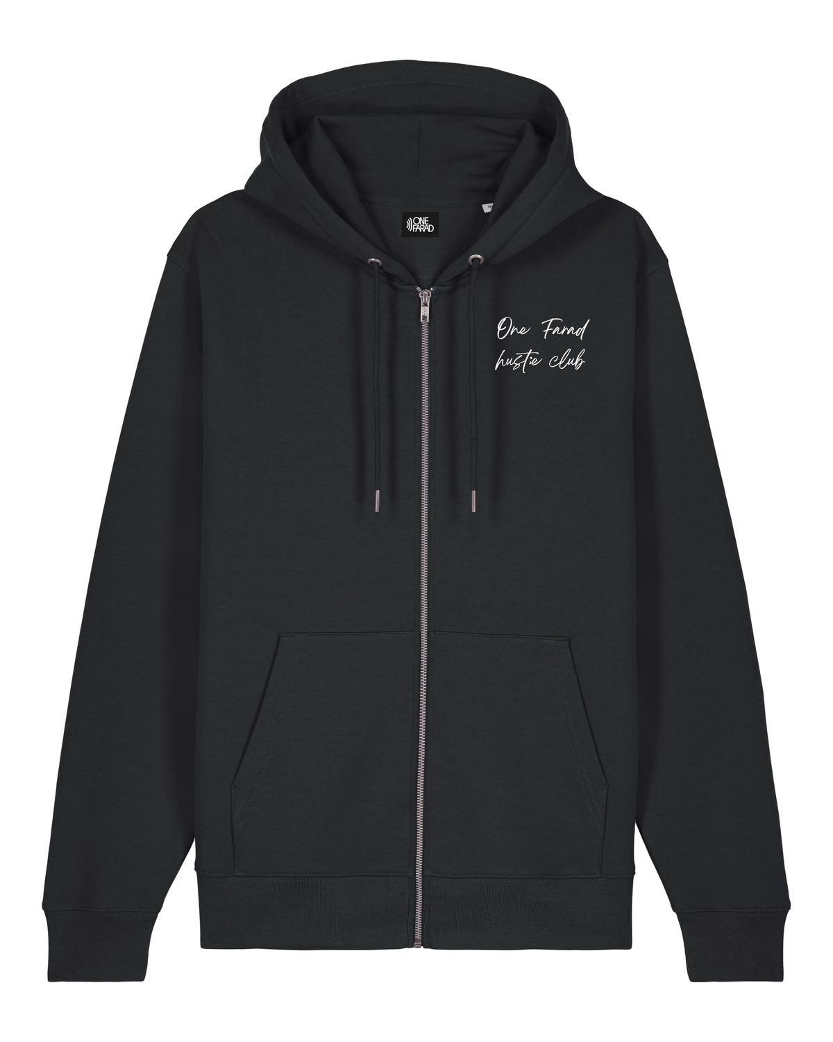 Hustle Club Zip Hoodie Black - White Logo