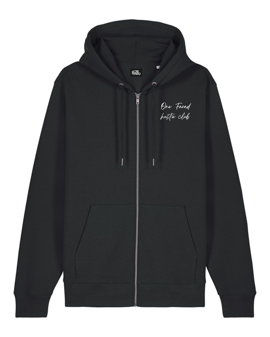 Hustle Club Zip Hoodie Black - White Logo